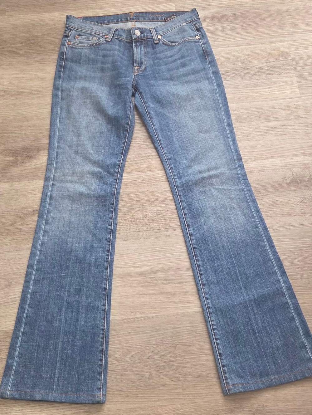 7 For All Mankind Women's Bootcut Jeans in Blue Denim